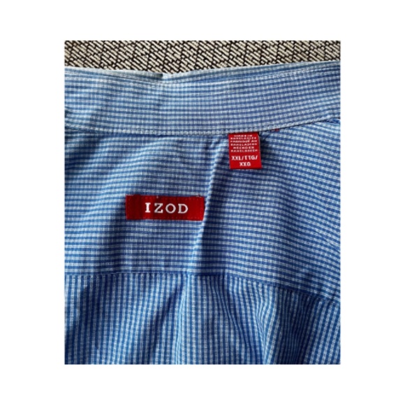 Men's IZOD Long Sleeve Button Down Shirt. Blue and White. Size XXL - Picture 3 of 3